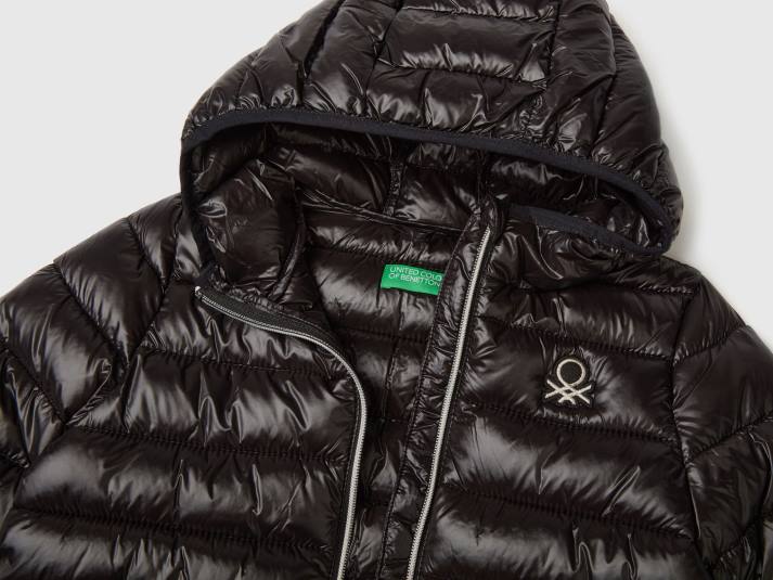 kinderen Benetton pufferjack met capuchon zwart 4R622439
