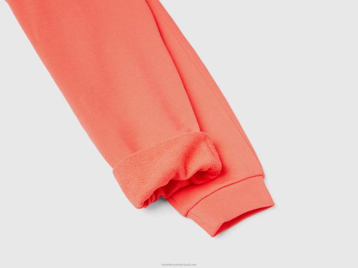 kinderen Benetton joggingbroek met logo oranje koraal 4R622644