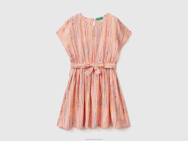 kinderen Benetton Jurk met patroon van duurzame viscose zacht roze 4R622576