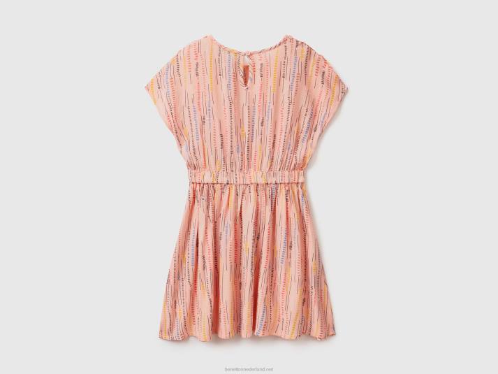 kinderen Benetton Jurk met patroon van duurzame viscose zacht roze 4R622576