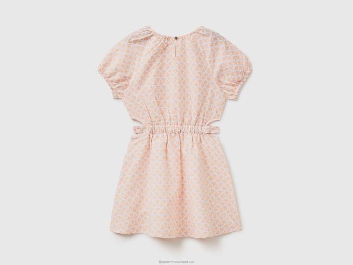 kinderen Benetton jurk met patroon van linnenmix wit 4R625374