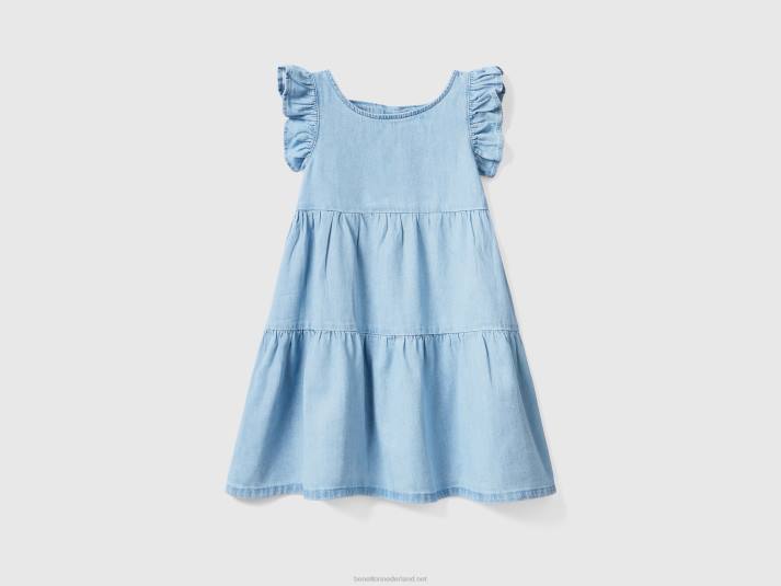 kinderen Benetton jurk met ruches en ruches hemelsblauw 4R622572