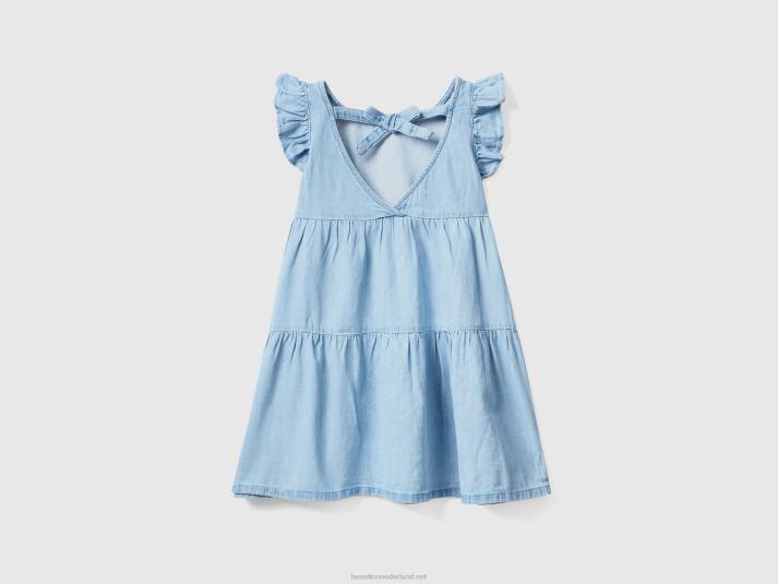 kinderen Benetton jurk met ruches en ruches hemelsblauw 4R625366
