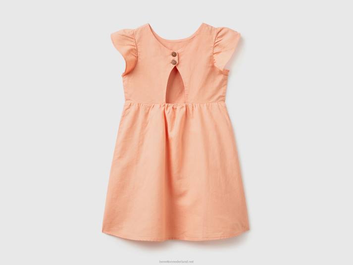 kinderen Benetton korte jurk van linnenmix Zalm 4R622565