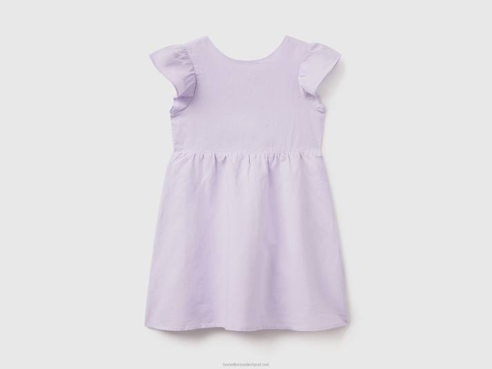 kinderen Benetton korte jurk van linnenmix lila 4R622579