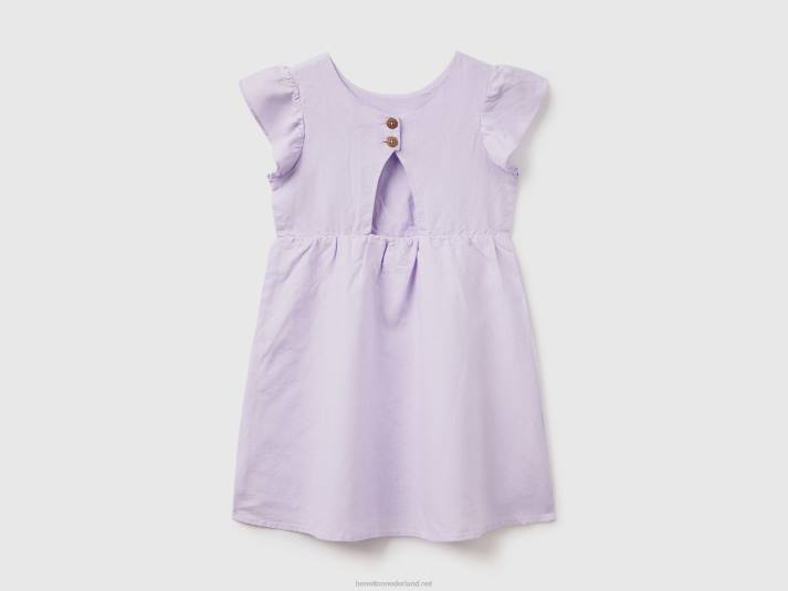 kinderen Benetton korte jurk van linnenmix lila 4R622579