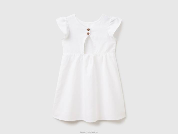 kinderen Benetton korte jurk van linnenmix wit 4R625361