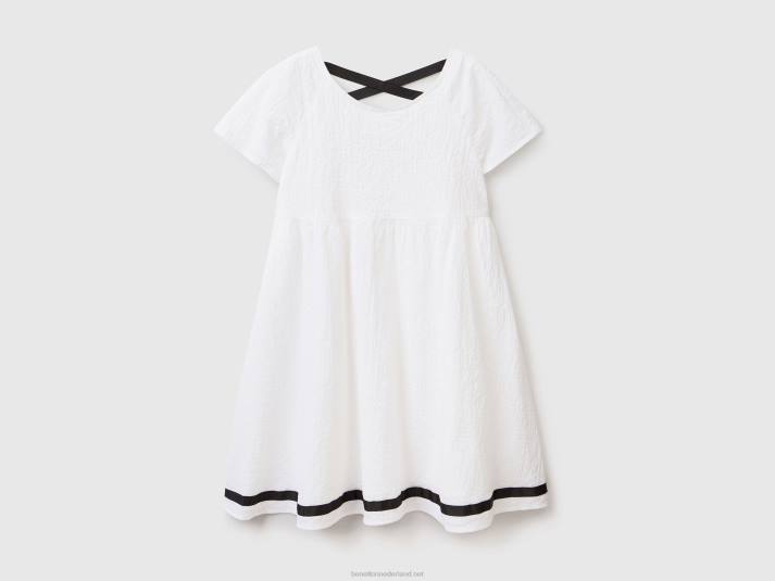 kinderen Benetton korte jurk van stretchkatoen wit 4R625368