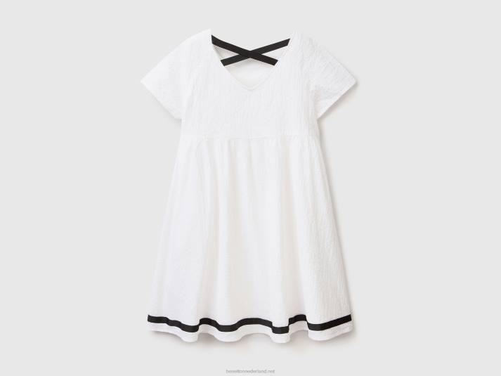 kinderen Benetton korte jurk van stretchkatoen wit 4R625368
