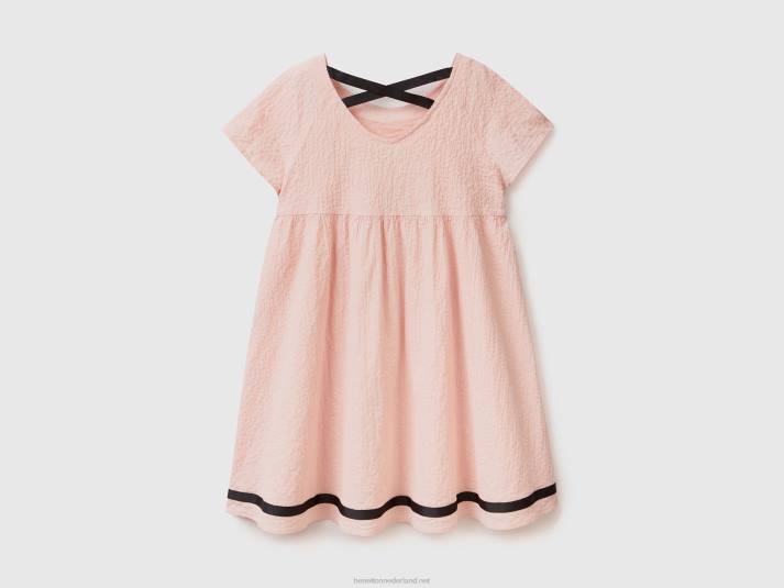kinderen Benetton korte jurk van stretchkatoen zacht roze 4R625363