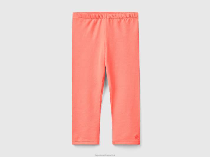 kinderen Benetton 3/4 legging van stretchkatoen oranje koraal 4R625401