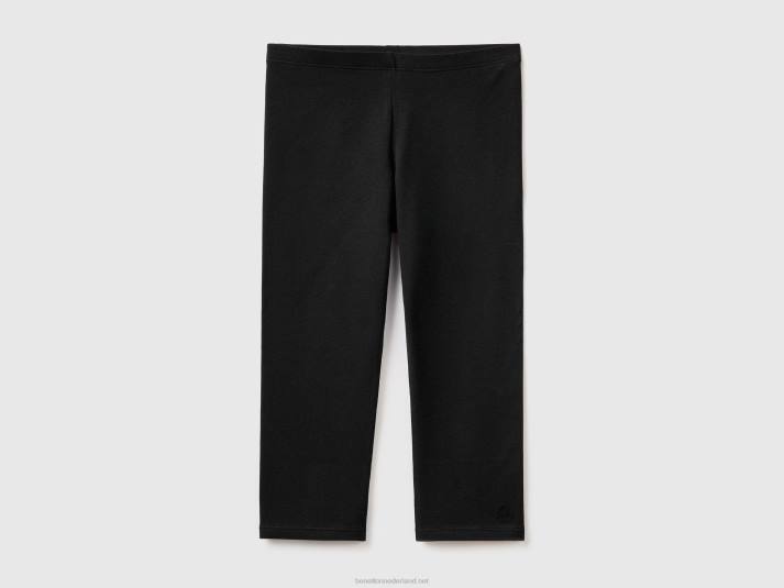 kinderen Benetton 3/4 legging van stretchkatoen zwart 4R625397