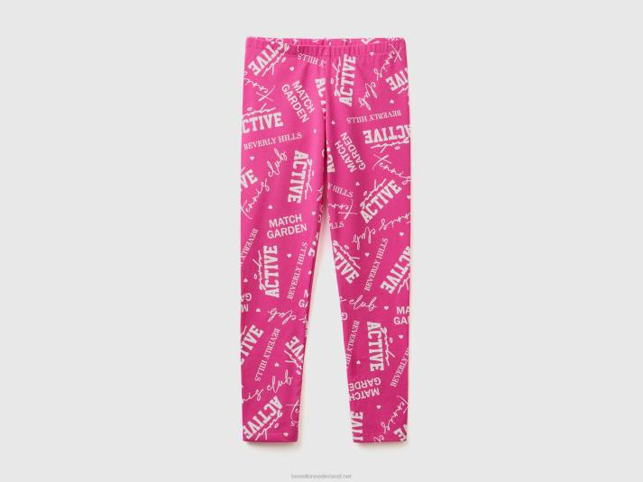 kinderen Benetton legging met patroonprint fuchsia 4R625387