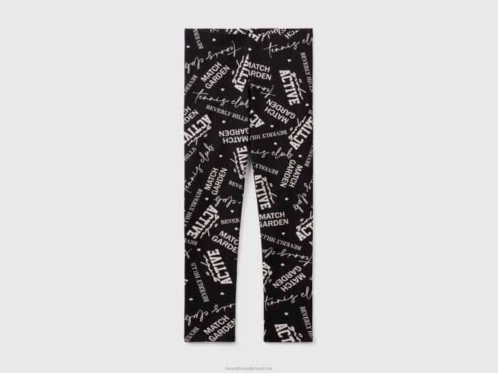 kinderen Benetton legging met patroonprint zwart 4R625380