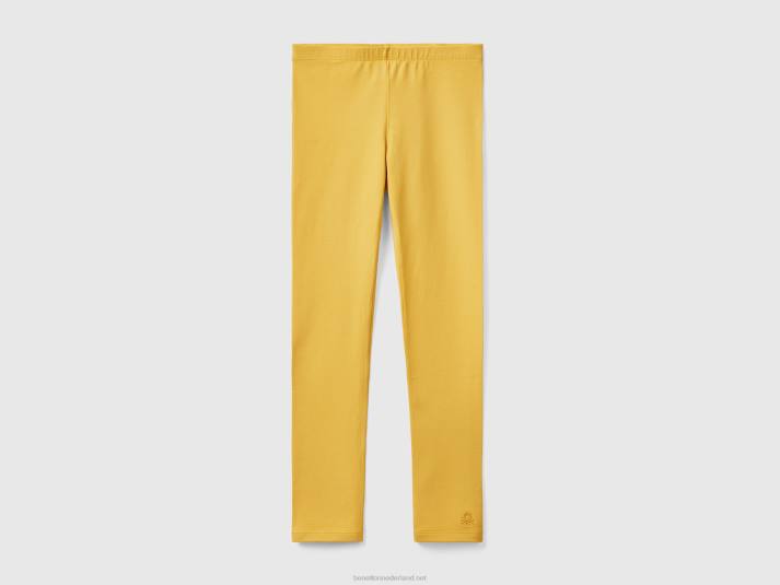 kinderen Benetton legging van stretchkatoen met logo geel 4R625378