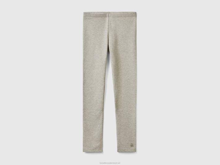 kinderen Benetton legging van stretchkatoen met logo lichtgrijs 4R625398