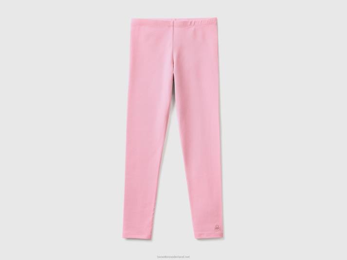 kinderen Benetton legging van stretchkatoen met logo roze 4R625394