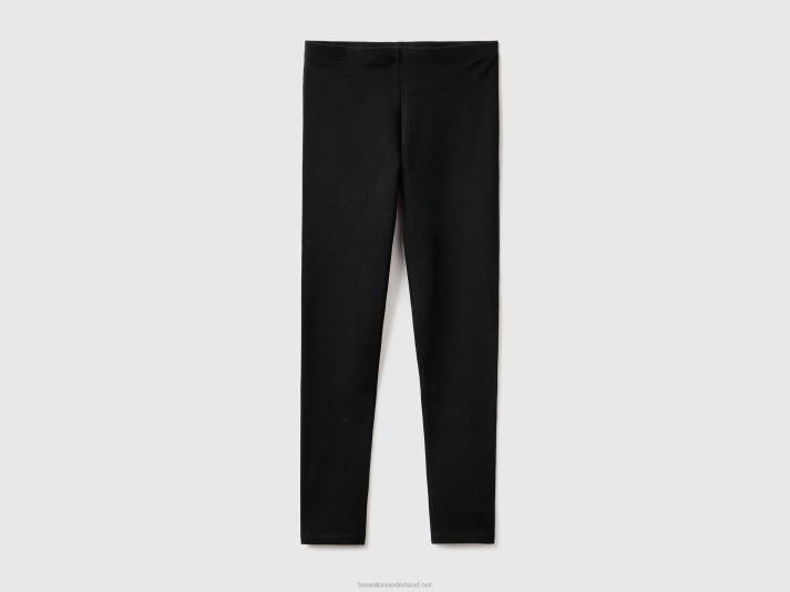 kinderen Benetton legging van stretchkatoen met logo zwart 4R622591