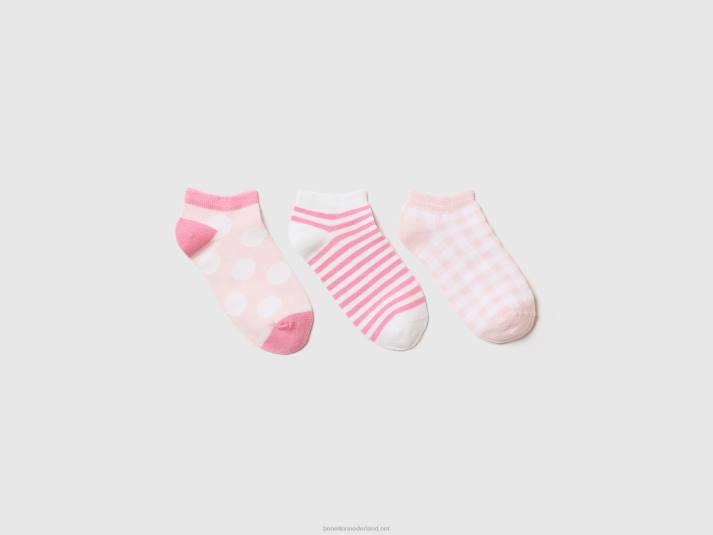 kinderen Benetton drie paar korte sokken roze 4R622746