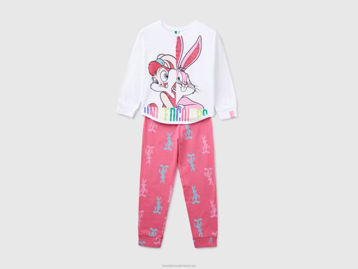 kinderen Benetton lange bugs bunny & lola pyjama wit 4R622776
