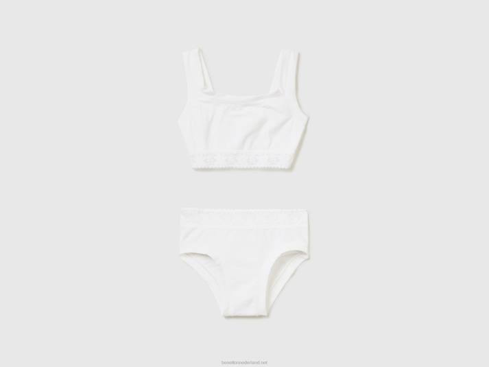 kinderen Benetton pak van superstretch biologisch katoen wit 4R622784