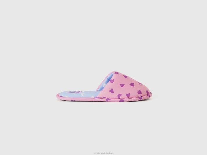 kinderen Benetton pantoffels met hartjespatroon roze 4R622766