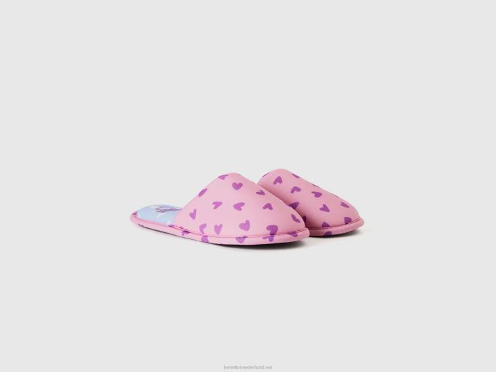 kinderen Benetton pantoffels met hartjespatroon roze 4R622766