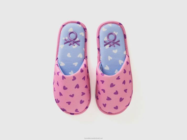 kinderen Benetton pantoffels met hartjespatroon roze 4R622766
