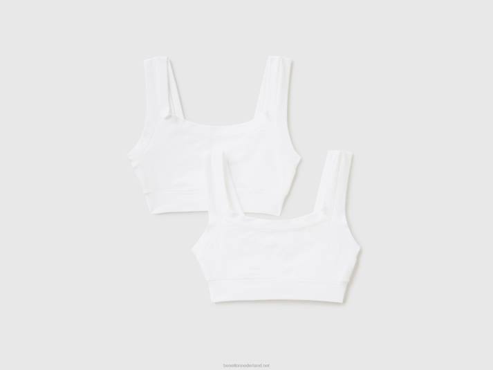 kinderen Benetton top van superelastisch biologisch katoen wit 4R622794