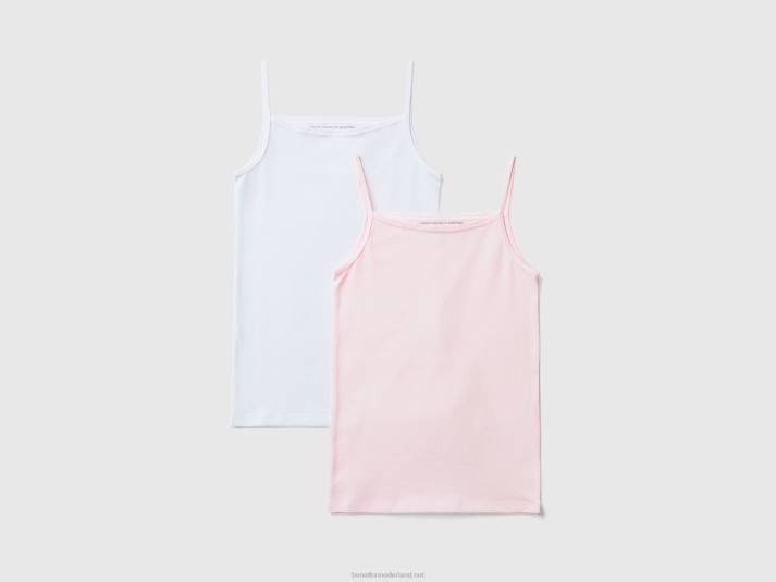 kinderen Benetton twee hemdjes van stretchkatoen veelkleurig 4R625522