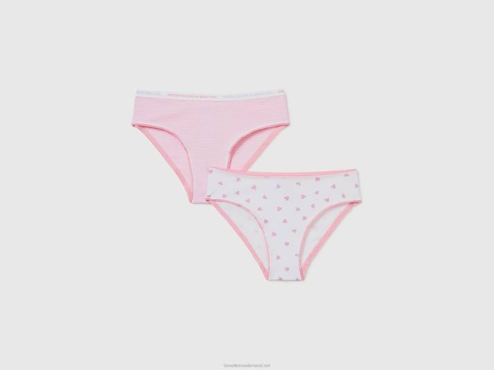kinderen Benetton twee onderbroeken van stretchkatoen wit 4R625512