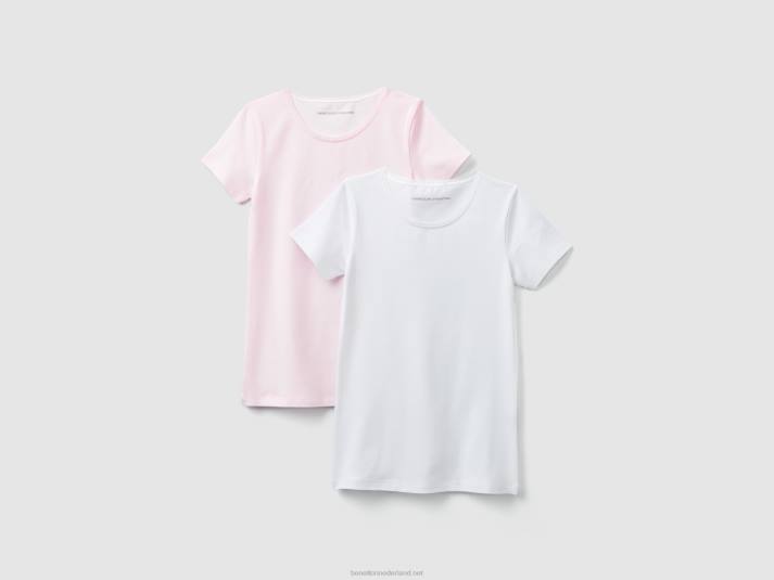 kinderen Benetton twee t-shirts van stretchkatoen veelkleurig 4R622788