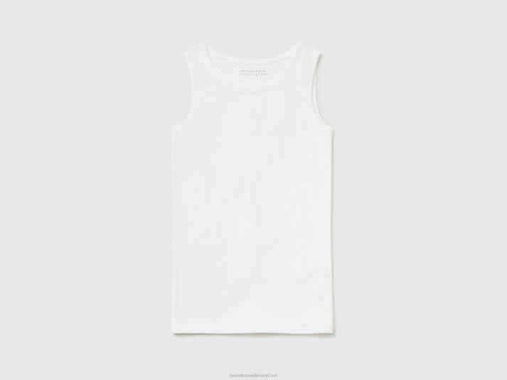 kinderen Benetton twee tanktops van superstretch biologisch katoen wit 4R622792