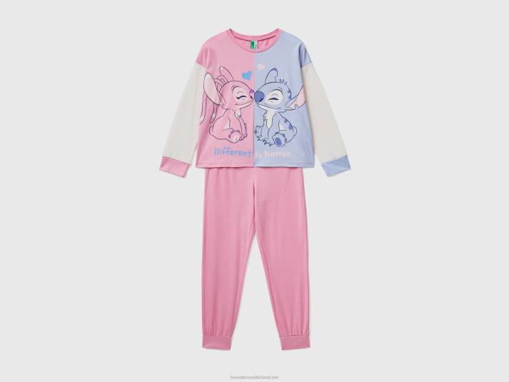 kinderen Benetton warme stitch & angel pyjama met glitters mauve 4R622755