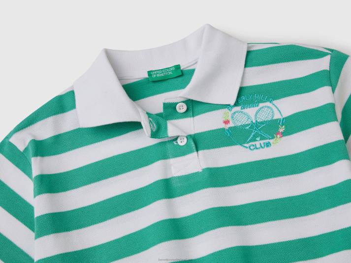 kinderen Benetton gestreept poloshirt met embleem groente 4R622504