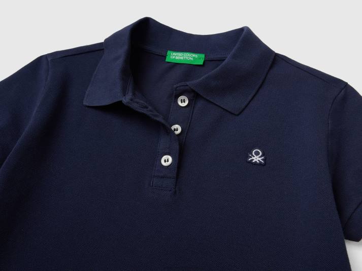 kinderen Benetton polo met korte mouwen van biologisch katoen donkerblauw 4R622443