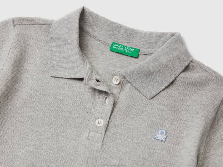 kinderen Benetton polo met korte mouwen van biologisch katoen lichtgrijs 4R625294