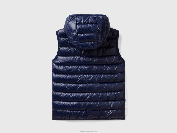 kinderen Benetton gewatteerde jas met capuchon donkerblauw 4R625210