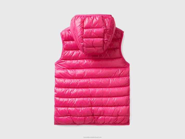 kinderen Benetton gewatteerde jas met capuchon fuchsia 4R625211