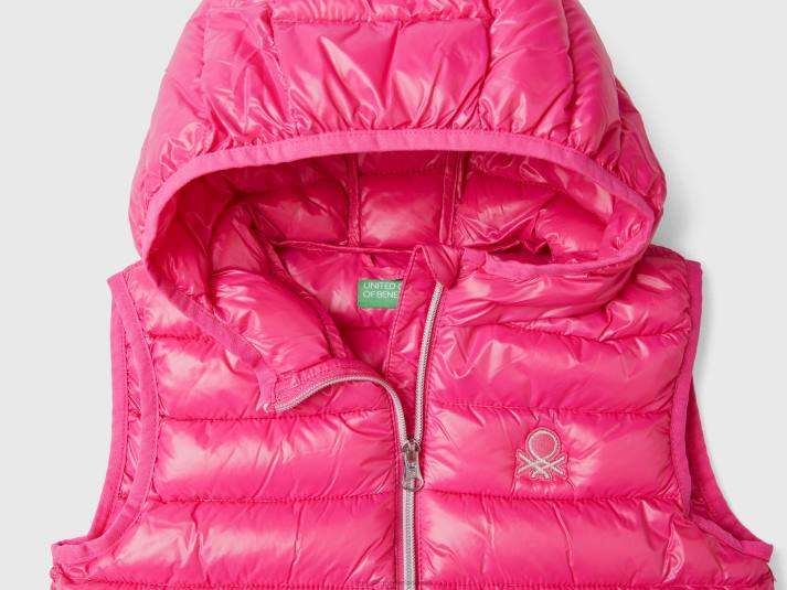 kinderen Benetton gewatteerde jas met capuchon fuchsia 4R625211