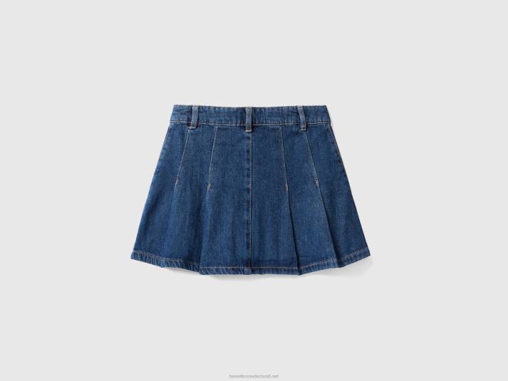 kinderen Benetton denim minirok met plooien blauw 4R622727