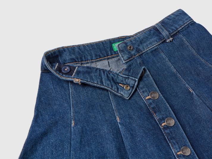 kinderen Benetton denim minirok met plooien blauw 4R625488