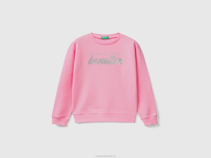 kinderen Benetton Sweatshirt van 100% katoen met logo roze 4R622523