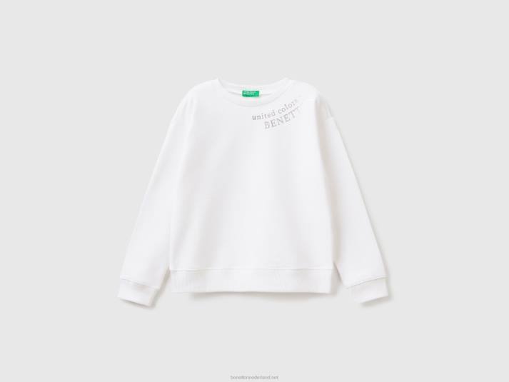 kinderen Benetton Sweatshirt van 100% katoen met logo wit 4R625353