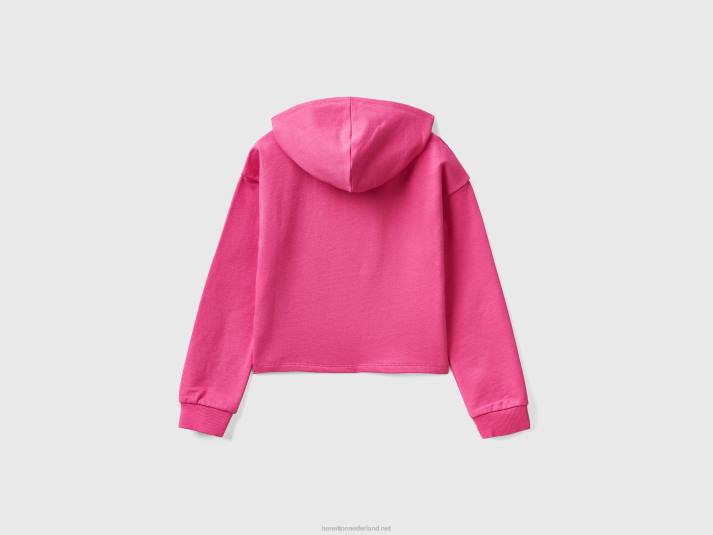 kinderen Benetton cropped hoodie met v-hals fuchsia 4R625320