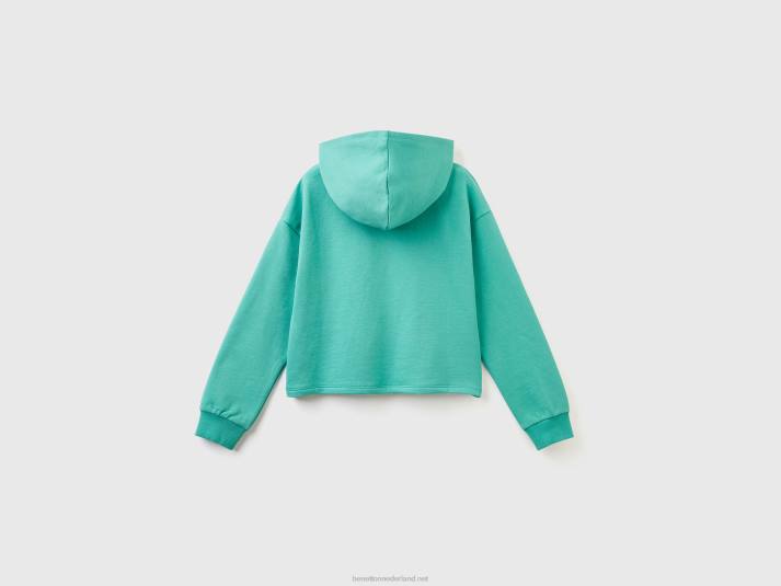 kinderen Benetton cropped hoodie met v-hals groente 4R622532