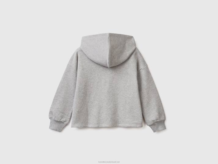 kinderen Benetton cropped sweatshirt met capuchon lichtgrijs 4R622524
