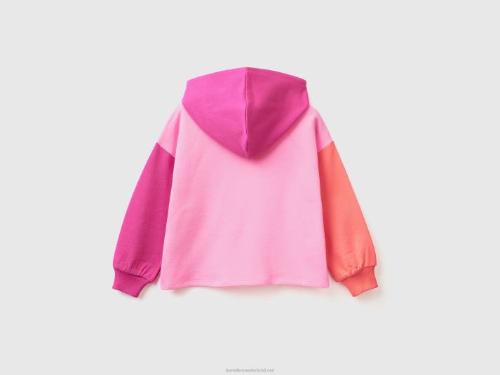 kinderen Benetton cropped sweatshirt met capuchon roze 4R622546