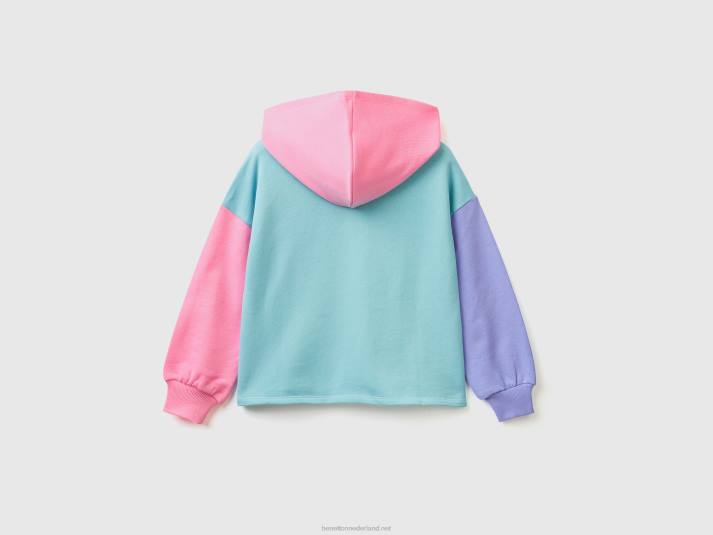 kinderen Benetton cropped sweatshirt met capuchon veelkleurig 4R625352