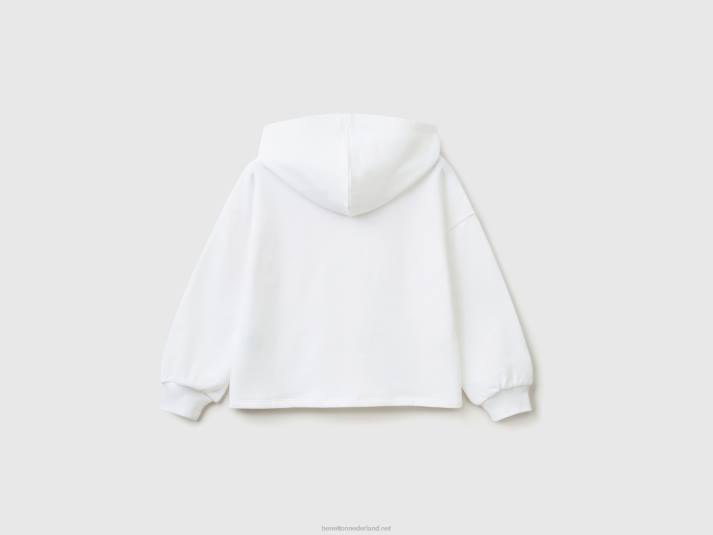 kinderen Benetton cropped sweatshirt met capuchon wit 4R625308